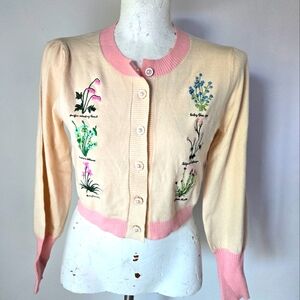 Pomelo × bijou harman embroidered cardigan sweater xs